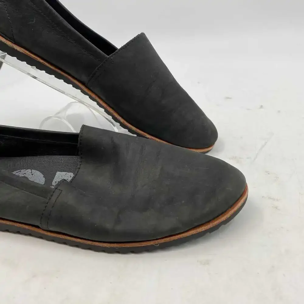 Sorel Black Leather Flats Waterproof Cushioned | Women’s 9.5